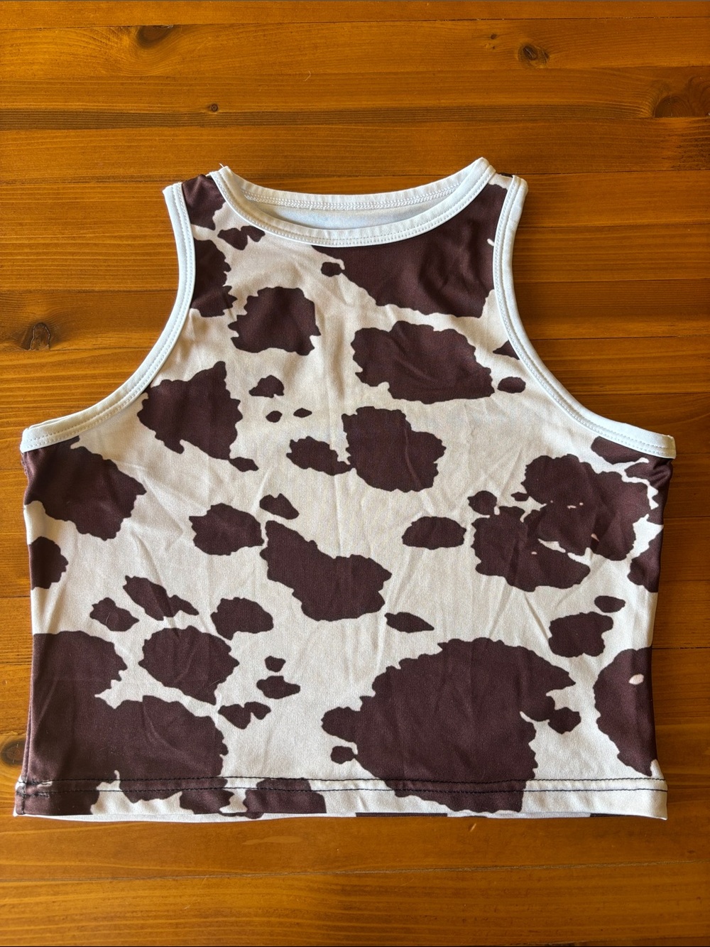 Crop Tank Top - Brown and White Cow Print - Kids Med or Juniors small